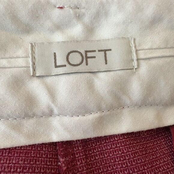 LOFT Red Textured Slim Dress Pants Size 12 Womens Work Career - Picture 3 of 6